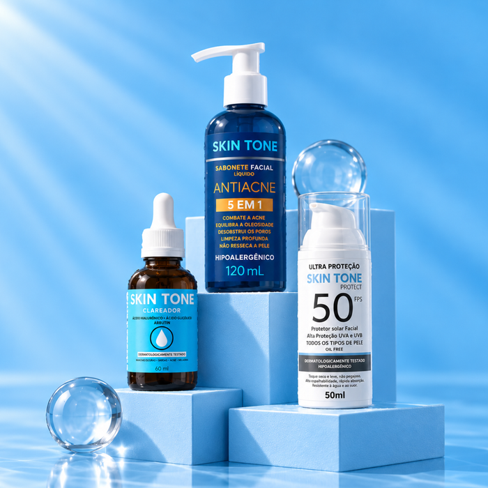 Kit Sérum Clareador + Sabonete Facial + Protetor Solar