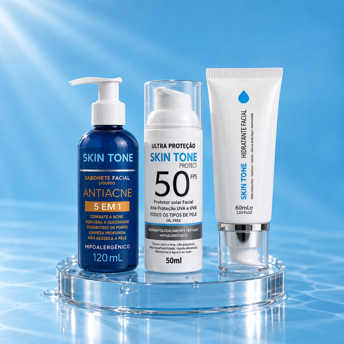 Kit Sabonete Facial + Protetor Solar + Hidratante