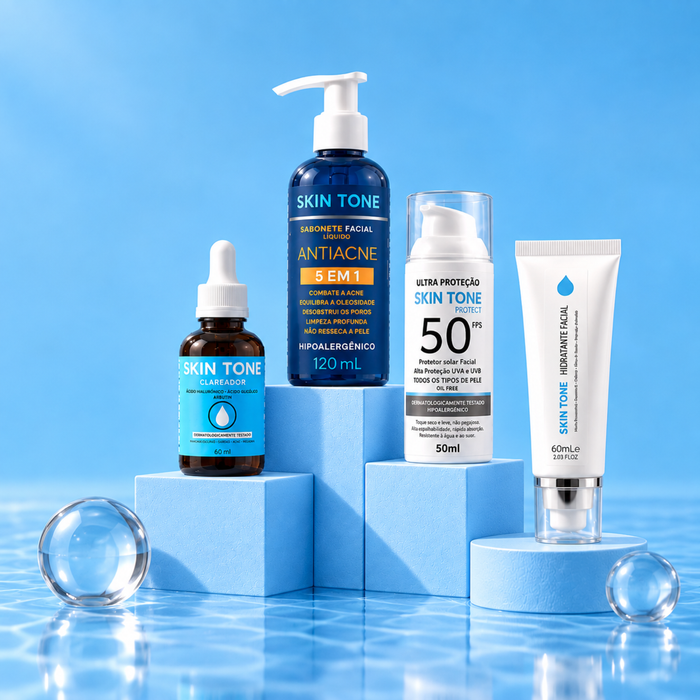 Kit Sérum clareador + Sabonete Facial + Protetor Solar + Hidratante Facial